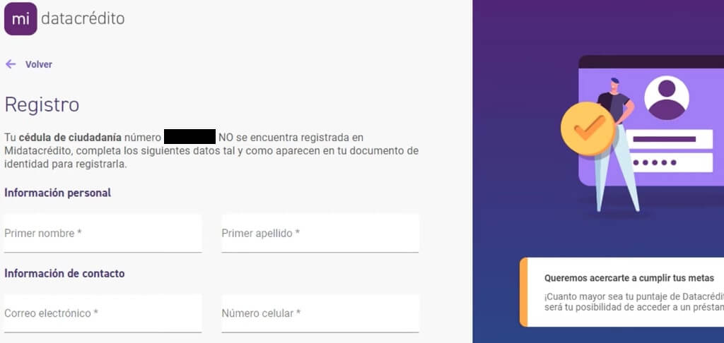 crear cuenta de datacredito
